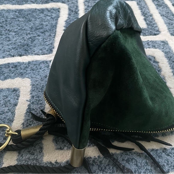 Wildwood Oyster Handmade in Maine - Green Leather Sling Bag with Tassel - Picture 5 of 7